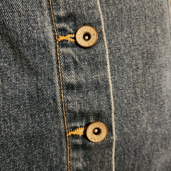 Forever 21 Blue Jean Denim Button Front Mini Skirt Waist 29 Frayed Cut-Off EUC - Picture 3 of 6